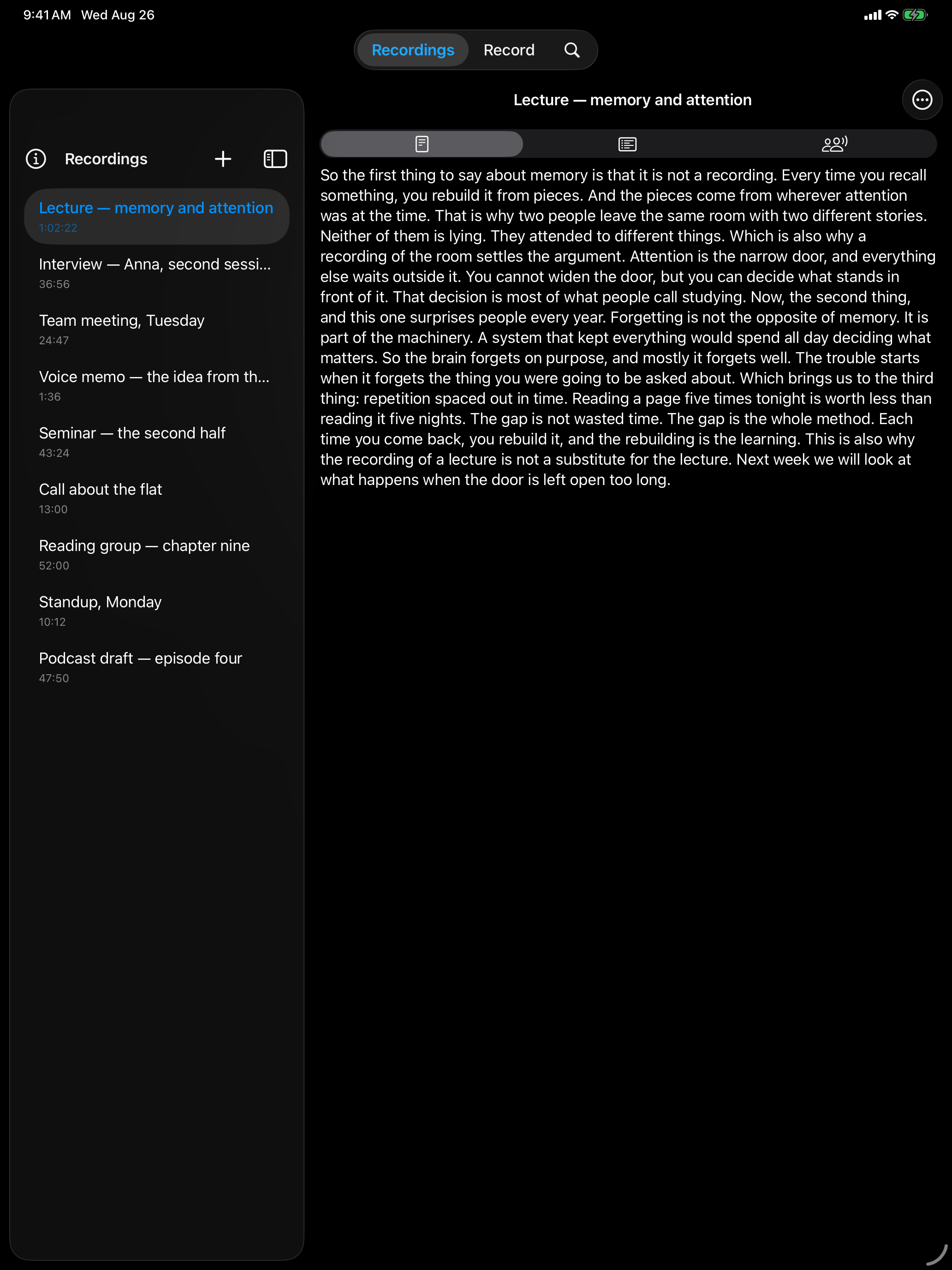 Voice recorder & transcription